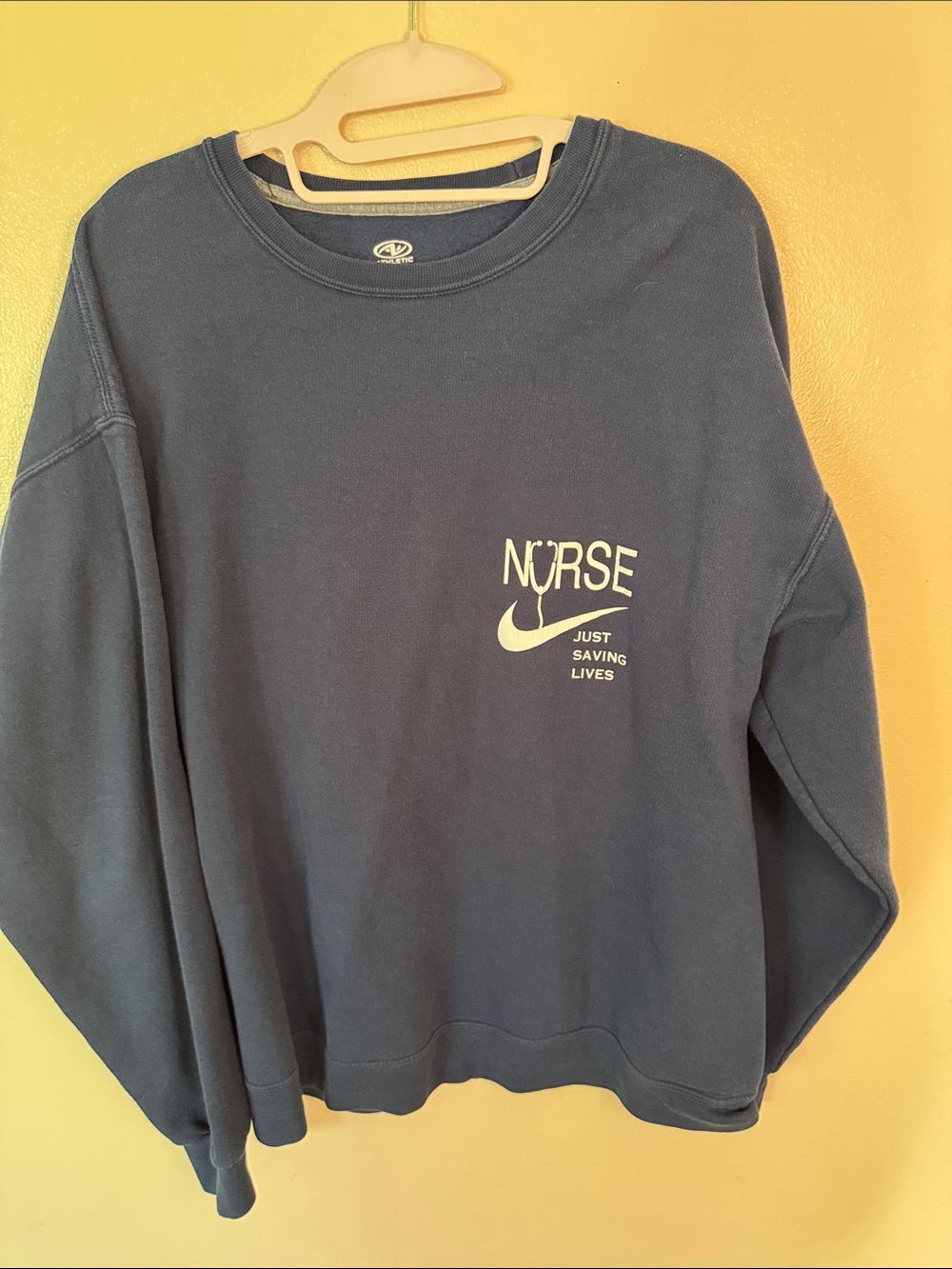 Athletic Works Navy Crewneck Sweatshirt with Nurse Graphic